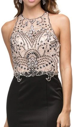 Dancing Queen - 9706 Teardrop Back Cutout Beaded Ornate Prom Dress