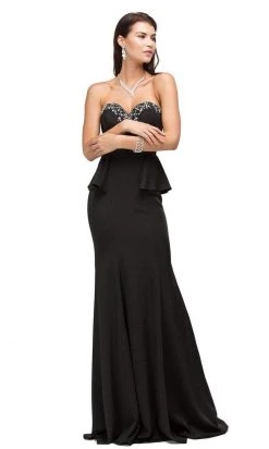 Dancing Queen - 9713 Strapless Sweetheart Prom Dress With Side Peplum