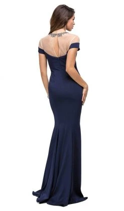 Dancing Queen - 9752 Long Mock Off-the-Shoulder Illusion Prom Dress 9 Dancing Queen - 9752 Long Mock Off-the-Shoulder Illusion Prom Dress
