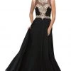 Dancing Queen - 9764 Gilded Lace Illusion A-Line Prom Dress 1 Dancing Queen - 9764 Gilded Lace Illusion A-Line Prom Dress