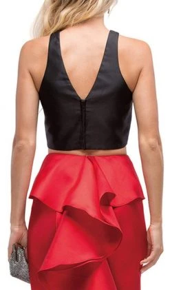 Dancing Queen - 9767 Two Piece Trumpet Silhouette Prom Dress With Ruffled Back