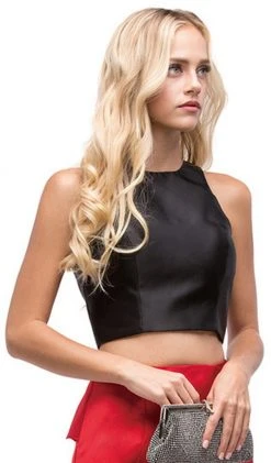 Dancing Queen - 9767 Two Piece Trumpet Silhouette Prom Dress With Ruffled Back