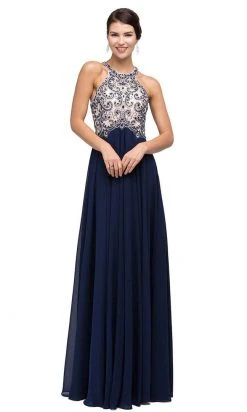 Dancing Queen - 9776 Chiffon Halter A-Line Evening Dress 12 Dancing Queen - 9776 Chiffon Halter A-Line Evening Dress