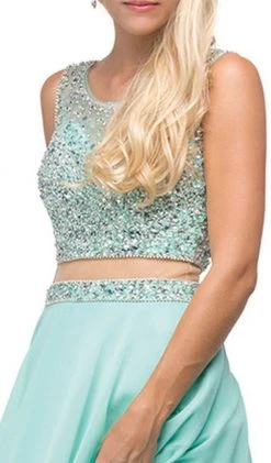 Dancing Queen - 9789 Illusion Two-Piece Embellished Top Prom Dress