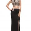 Dancing Queen - 9875 Embroidered Laced Crop Top Two-Piece Prom Dress