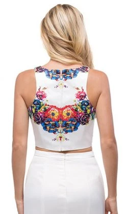 Dancing Queen - 9883 Two Piece Floral Print Mermaid Prom Dress