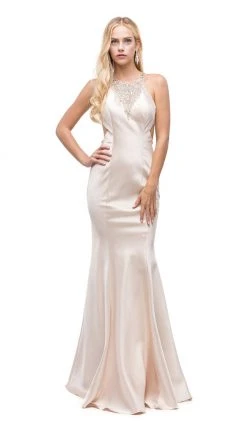 Dancing Queen - 9906 Embellished Halter Neck Mermaid Prom Dress