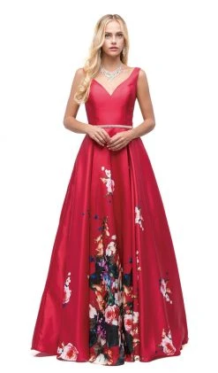 Dancing Queen - 9920 Attractive Long V-Neck Floral Print Prom Dress 11 Dancing Queen - 9920 Attractive Long V-Neck Floral Print Prom Dress