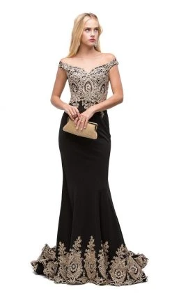 Dancing Queen - 9946 Embellished Off-Shoulder Evening Gown