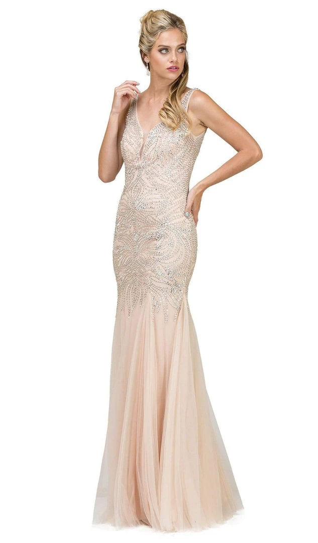 Dancing Queen - 9978 Embellished V-Neck Trumpet Prom Dress 3 Dancing Queen - 9978 Embellished V-Neck Trumpet Prom Dress