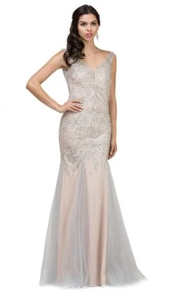 Dancing Queen - 9978 Embellished V-Neck Trumpet Prom Dress 12 Dancing Queen - 9978 Embellished V-Neck Trumpet Prom Dress