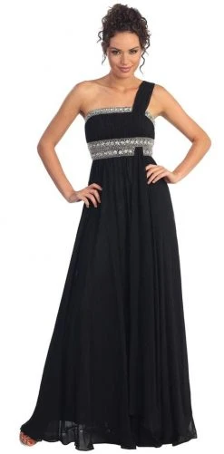 Elizabeth K - GL1015 One Shoulder Bejeweled Empire Long Dress 18 Elizabeth K - GL1015 One Shoulder Bejeweled Empire Long Dress