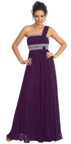 Elizabeth K - GL1015 One Shoulder Bejeweled Empire Long Dress 22 Elizabeth K - GL1015 One Shoulder Bejeweled Empire Long Dress