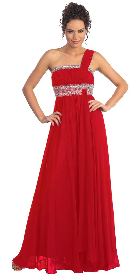 Elizabeth K - GL1015 One Shoulder Bejeweled Empire Long Dress 16 Elizabeth K - GL1015 One Shoulder Bejeweled Empire Long Dress