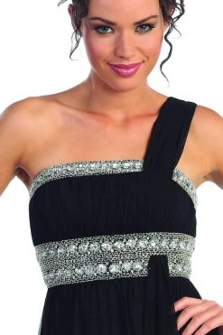 Elizabeth K - GL1015 One Shoulder Bejeweled Empire Long Dress 20 Elizabeth K - GL1015 One Shoulder Bejeweled Empire Long Dress