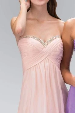 Elizabeth K - GL1116 Jewel Accented Ruched Sweetheart Dress