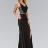 Elizabeth K - GL1359 V-Neck Jersey Sheath Gown With Slit