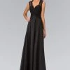 Elizabeth K - GL1376 Laced And Ruched V-Neck Chiffon Dress 1 Elizabeth K - GL1376 Laced And Ruched V-Neck Chiffon Dress