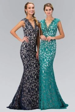Long Dresses Elizabeth K - GL1420 Embellished Jewel Neck Gown