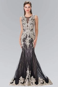 Elizabeth K - GL1462 Ornate Lace Illusion Trumpet Gown