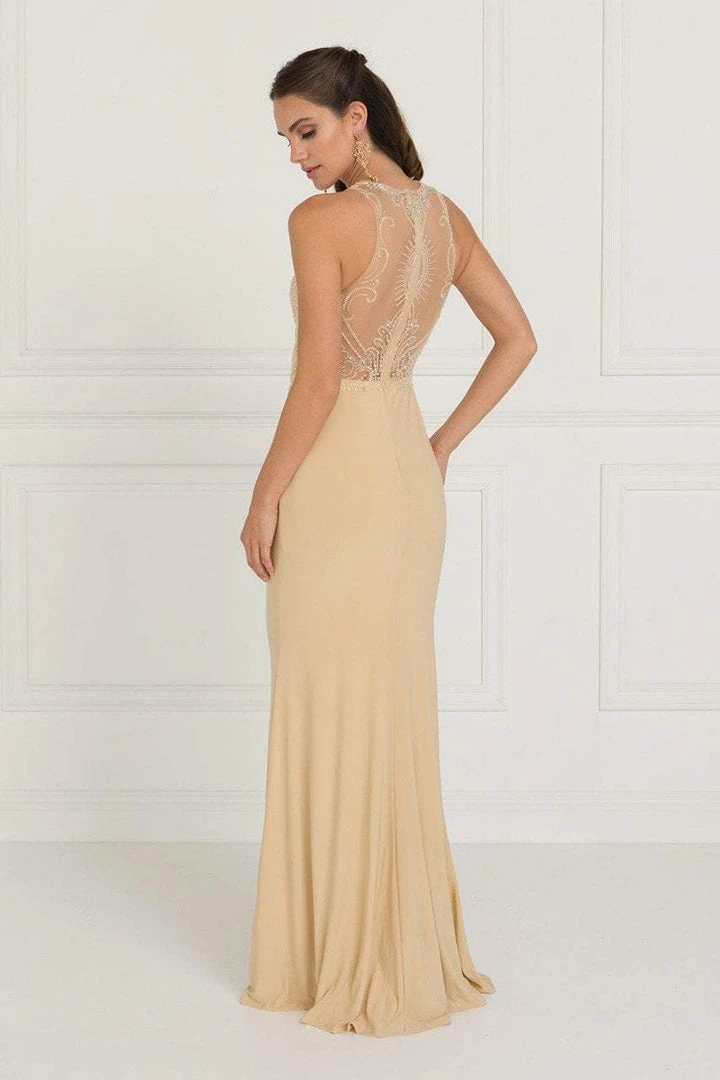 Elizabeth K - GL1507 Illusion Tonal Beaded Jersey Sheath Gown 7 Elizabeth K - GL1507 Illusion Tonal Beaded Jersey Sheath Gown