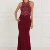 Elizabeth K - GL1507 Illusion Tonal Beaded Jersey Sheath Gown 2 Elizabeth K - GL1507 Illusion Tonal Beaded Jersey Sheath Gown