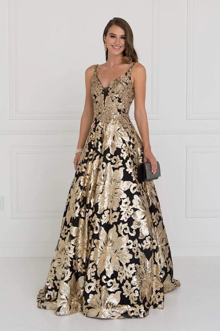 Elizabeth K - GL1511 Sequined Plunging V-Neck Evening Gown 5 Elizabeth K - GL1511 Sequined Plunging V-Neck Evening Gown