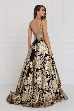 Elizabeth K - GL1511 Sequined Plunging V-Neck Evening Gown 8 Elizabeth K - GL1511 Sequined Plunging V-Neck Evening Gown