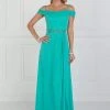 Elizabeth K - GL1522 Draped Cowl Back A-Line Chiffon Gown