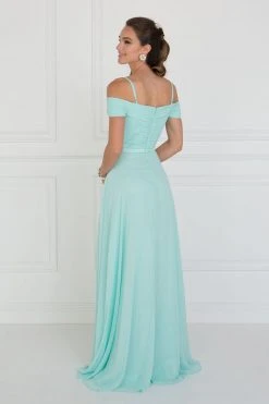 Elizabeth K - GL1523 Off Shoulder Twisted Bodice Chiffon Gown