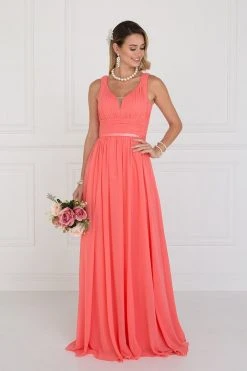 Elizabeth K - GL1525 Ruched Deep Sweetheart Chiffon A-Line Gown