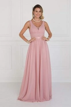 Elizabeth K - GL1525 Ruched Deep Sweetheart Chiffon A-Line Gown
