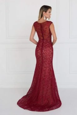 Elizabeth K - GL1531 Embellished Illusion Fitted Evening Dress