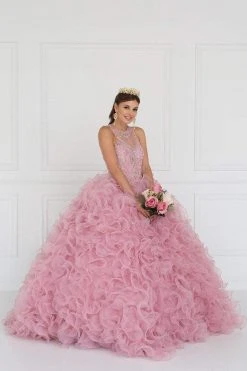 Elizabeth K - GL1554 Bejeweled Organza Ruffled Ballgown 9 Elizabeth K - GL1554 Bejeweled Organza Ruffled Ballgown