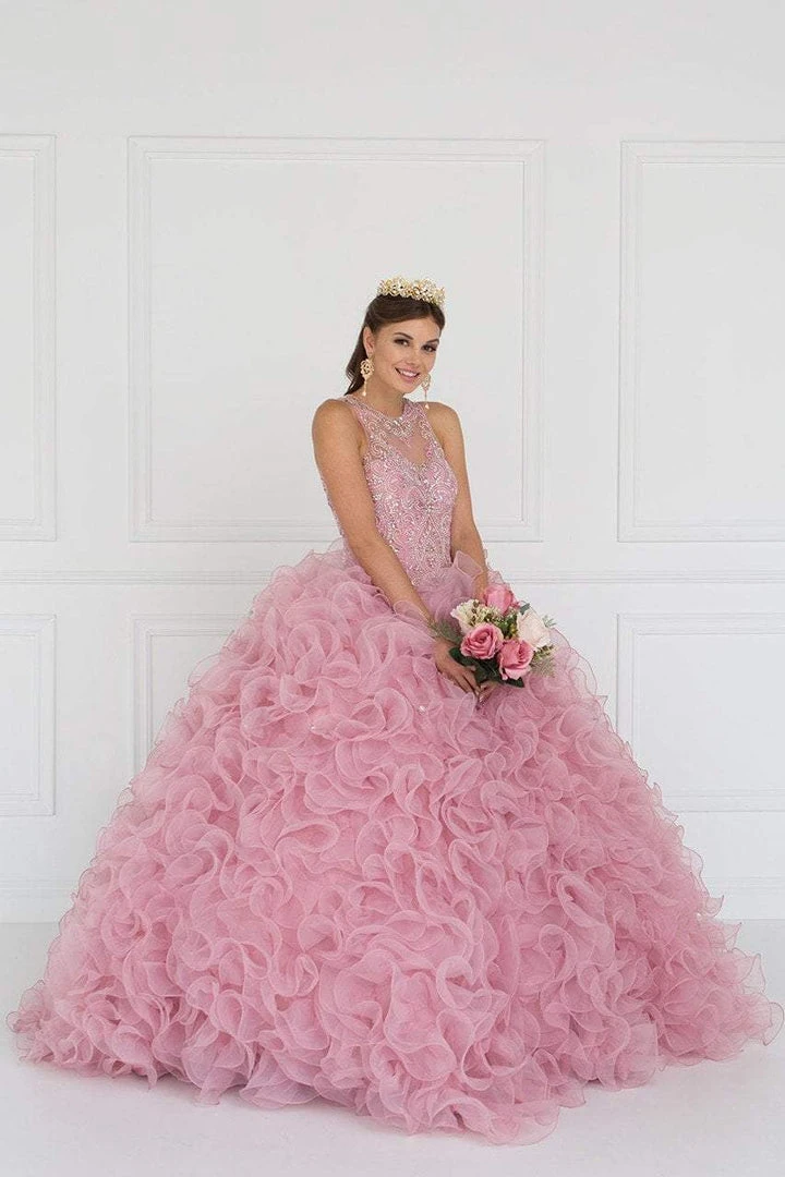 Elizabeth K - GL1554 Bejeweled Organza Ruffled Ballgown 6 Elizabeth K - GL1554 Bejeweled Organza Ruffled Ballgown