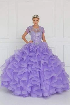 Elizabeth K - GL1555 Jeweled Ruffled Ballgown With Bolero 9 Elizabeth K - GL1555 Jeweled Ruffled Ballgown With Bolero