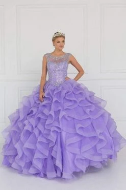 Elizabeth K - GL1555 Jeweled Ruffled Ballgown With Bolero 7 Elizabeth K - GL1555 Jeweled Ruffled Ballgown With Bolero