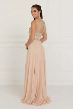 Elizabeth K - GL1565 Jeweled Illusion Bateau Chiffon A-line Gown 10 Elizabeth K - GL1565 Jeweled Illusion Bateau Chiffon A-line Gown