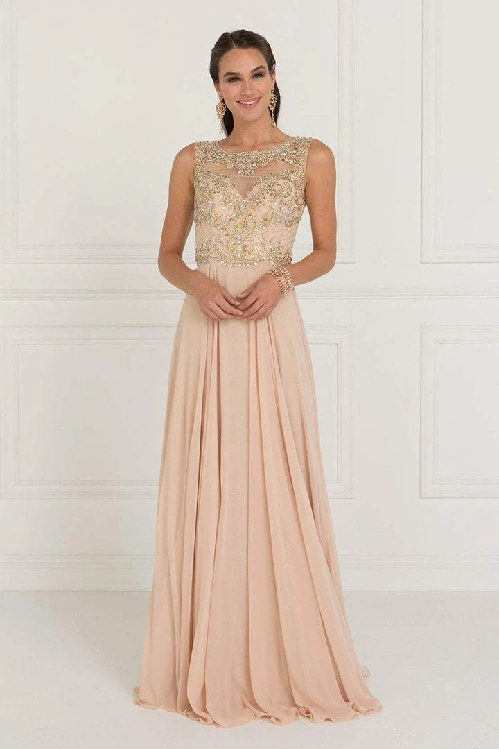Elizabeth K - GL1565 Jeweled Illusion Bateau Chiffon A-line Gown 5 Elizabeth K - GL1565 Jeweled Illusion Bateau Chiffon A-line Gown