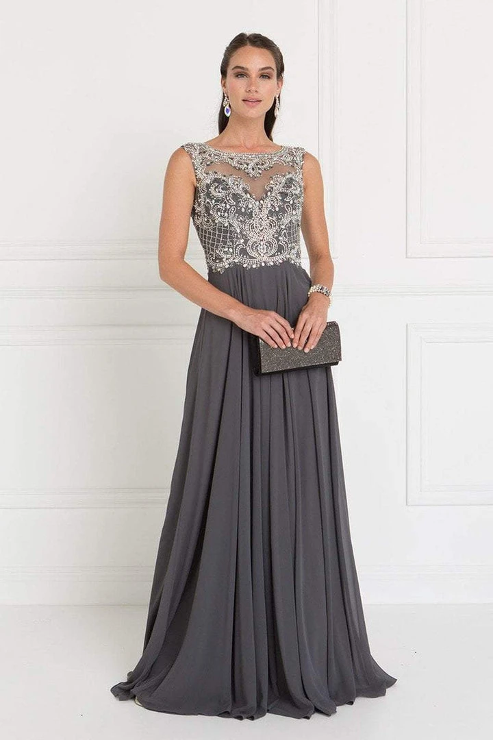 Elizabeth K - GL1565 Jeweled Illusion Bateau Chiffon A-line Gown 3 Elizabeth K - GL1565 Jeweled Illusion Bateau Chiffon A-line Gown