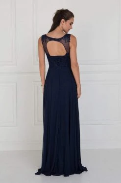 Elizabeth K - GL1569 Embroidered Illusion Scoop Chiffon A-line Dress 6 Elizabeth K - GL1569 Embroidered Illusion Scoop Chiffon A-line Dress