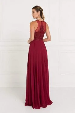 Elizabeth K - GL1570 Embroidered Illusion Halter Chiffon A-line Dress 15 Elizabeth K - GL1570 Embroidered Illusion Halter Chiffon A-line Dress