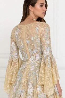 Elizabeth K - GL1592 Flounce Sleeve Floral Embroidered Lace Ballgown 7 Elizabeth K - GL1592 Flounce Sleeve Floral Embroidered Lace Ballgown