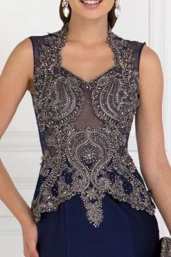 Elizabeth K - GL1598 Metallic Embroidered Queen Anne Trumpet Dress 8 Elizabeth K - GL1598 Metallic Embroidered Queen Anne Trumpet Dress