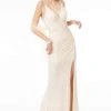 Elizabeth K - GL1814 Ruched Plunging V-Neck Gown With Slit 2 Elizabeth K - GL1814 Ruched Plunging V-Neck Gown With Slit