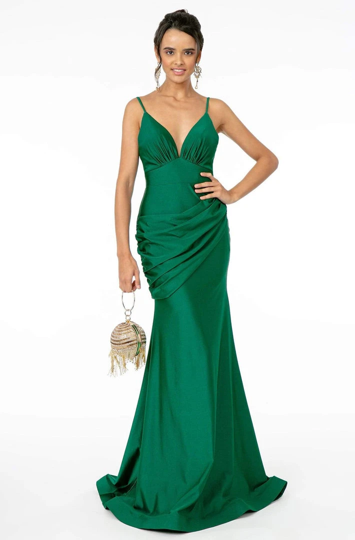 Elizabeth K - GL1815 Spaghetti Strap Draped Ornate Mermaid Dress 3 Elizabeth K - GL1815 Spaghetti Strap Draped Ornate Mermaid Dress