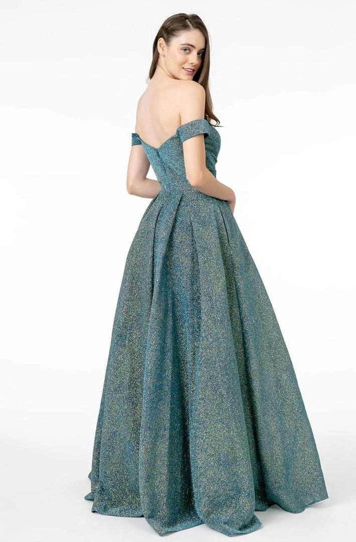 Elizabeth K - GL1827 Glitter Lame Off Shoulder A-Line Gown 4 Elizabeth K - GL1827 Glitter Lame Off Shoulder A-Line Gown
