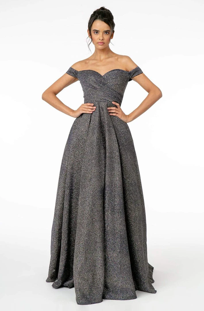 Elizabeth K - GL1827 Glitter Lame Off Shoulder A-Line Gown 7 Elizabeth K - GL1827 Glitter Lame Off Shoulder A-Line Gown