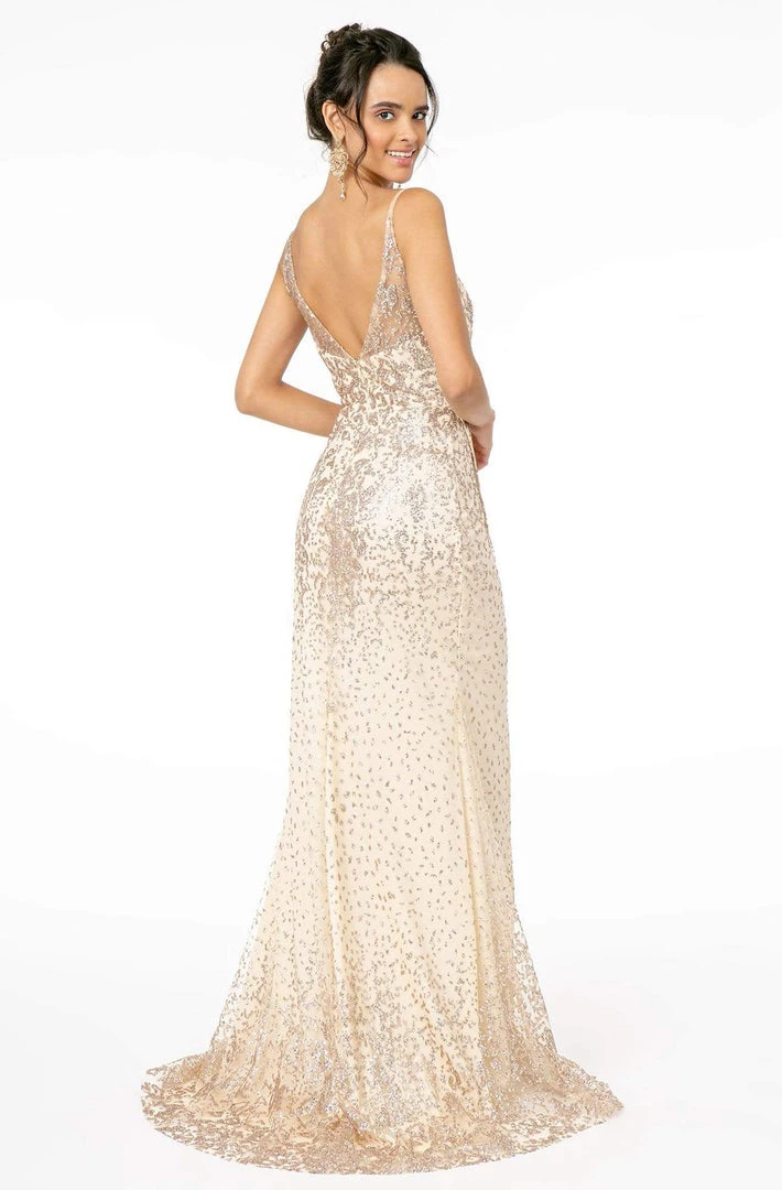 Elizabeth K - GL1844 Illusion Deep V-Neck Glitter Mesh High Slit Gown 4 Elizabeth K - GL1844 Illusion Deep V-Neck Glitter Mesh High Slit Gown