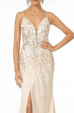 Elizabeth K - GL1844 Illusion Deep V-Neck Glitter Mesh High Slit Gown 16 Elizabeth K - GL1844 Illusion Deep V-Neck Glitter Mesh High Slit Gown